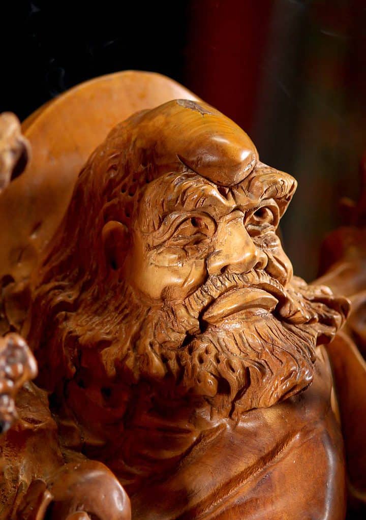 7 Vietnamese Wood Bodhidharma Statue In Burl Wood C