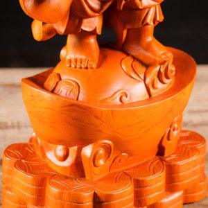 7 Vietnamese Wood Standing Fat Happy Buddha Of Wealth Statue C