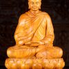 8 Light Vietnamese Wood Seated Buddha In Full Robes Sculpture Meditating C