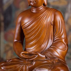 8 Vietnamese Wood Seated Meditating Dhyana Mudra Buddha Sculpture Brown C