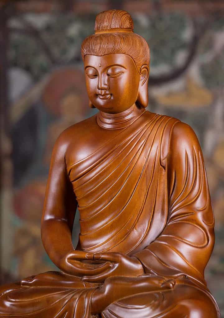 8 Vietnamese Wood Seated Meditating Dhyana Mudra Buddha Sculpture Brown C