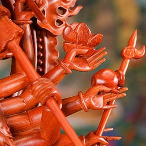 9 Avalokitshvara Wood Sculpture Buddhist Statue Many Arms Namaste Anjali C