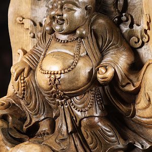 9 Green Hibiscus Wood Fat And Happy Buddha