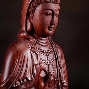 9 Seated Rose Wood Kwan Yin Vietnamese Sculpture C 2