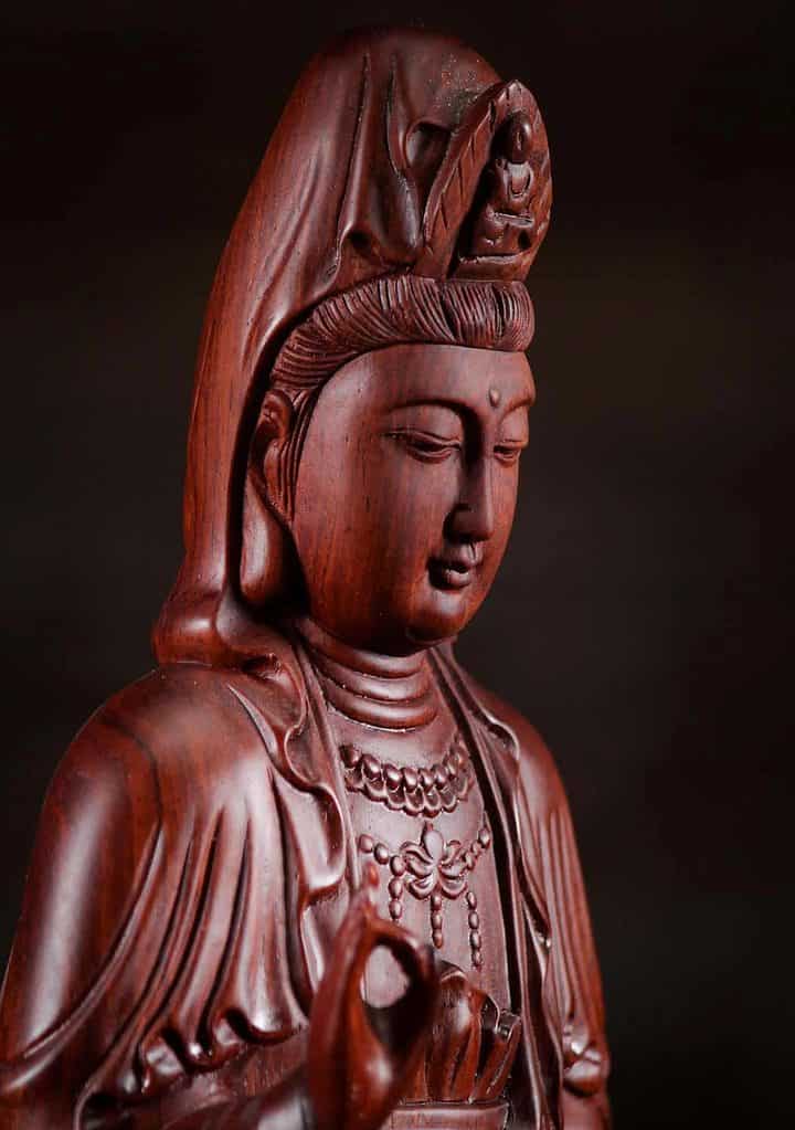 9 Seated Rose Wood Kwan Yin Vietnamese Sculpture C 2